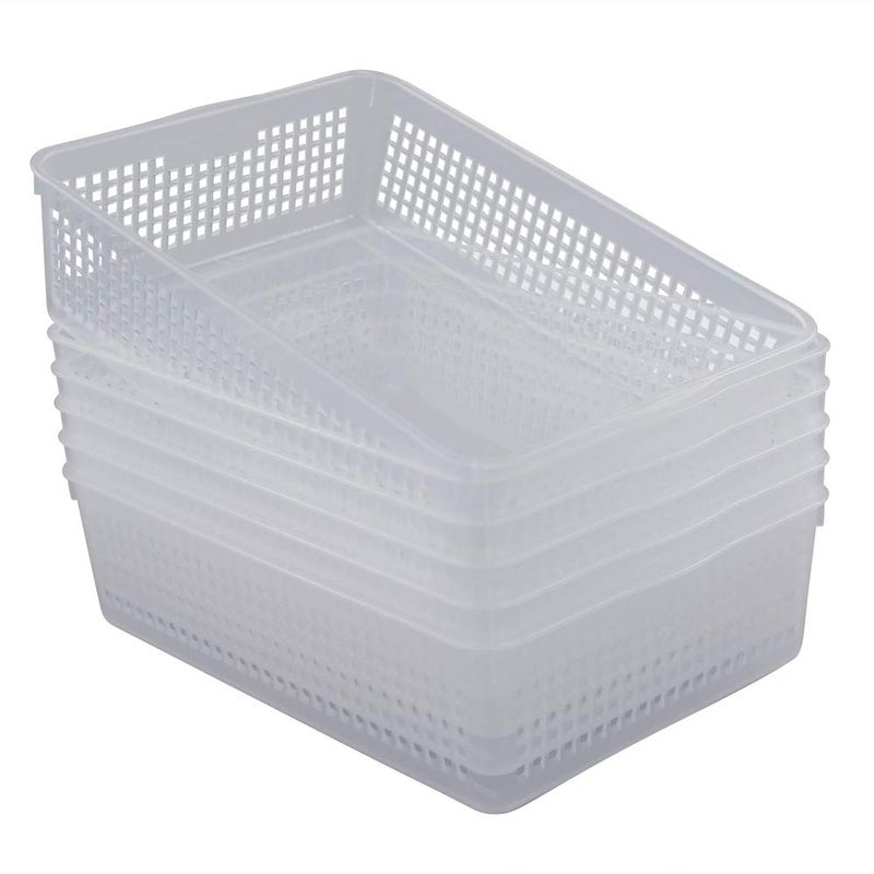 Kekow 6-Pack Clear Plastic Paper Storage Baskets Trays, File Storage Tray Basket - Image 1
